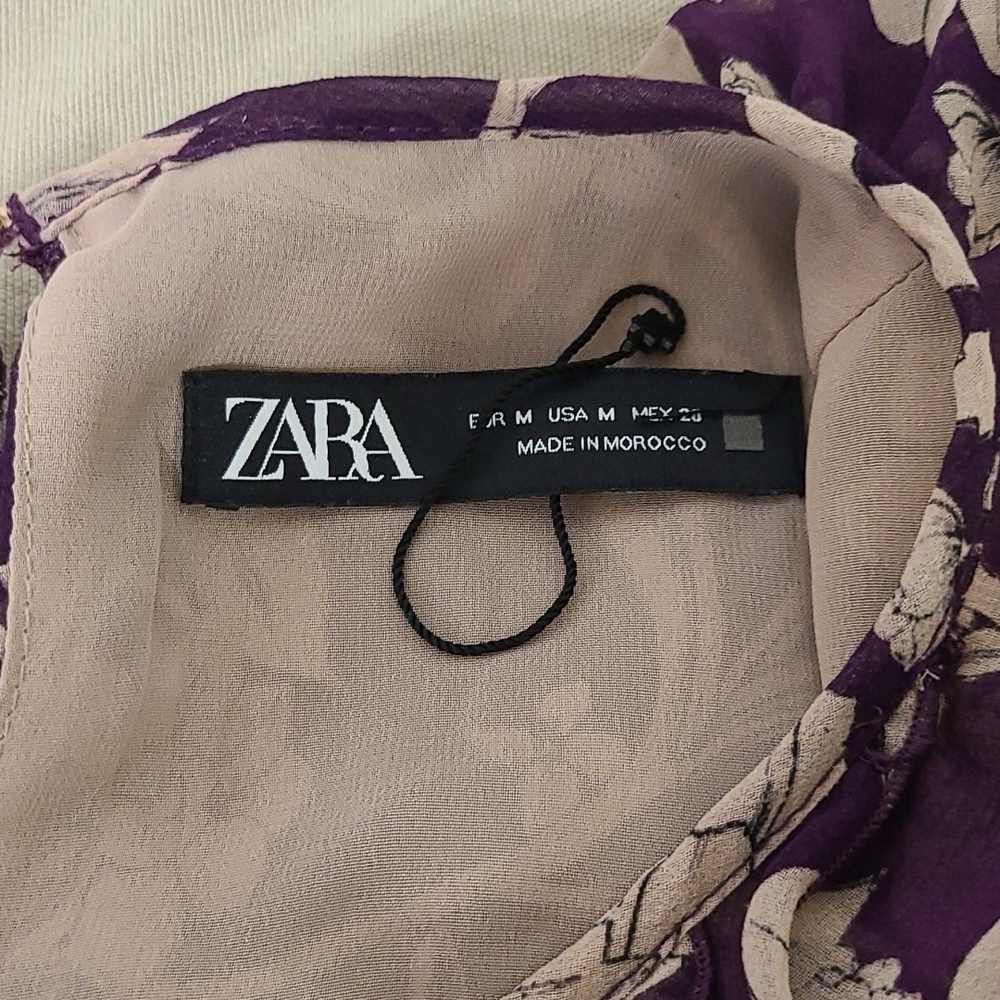 - ZARA Dress Ruffled Floral Size Medium - Picture 12 of 12